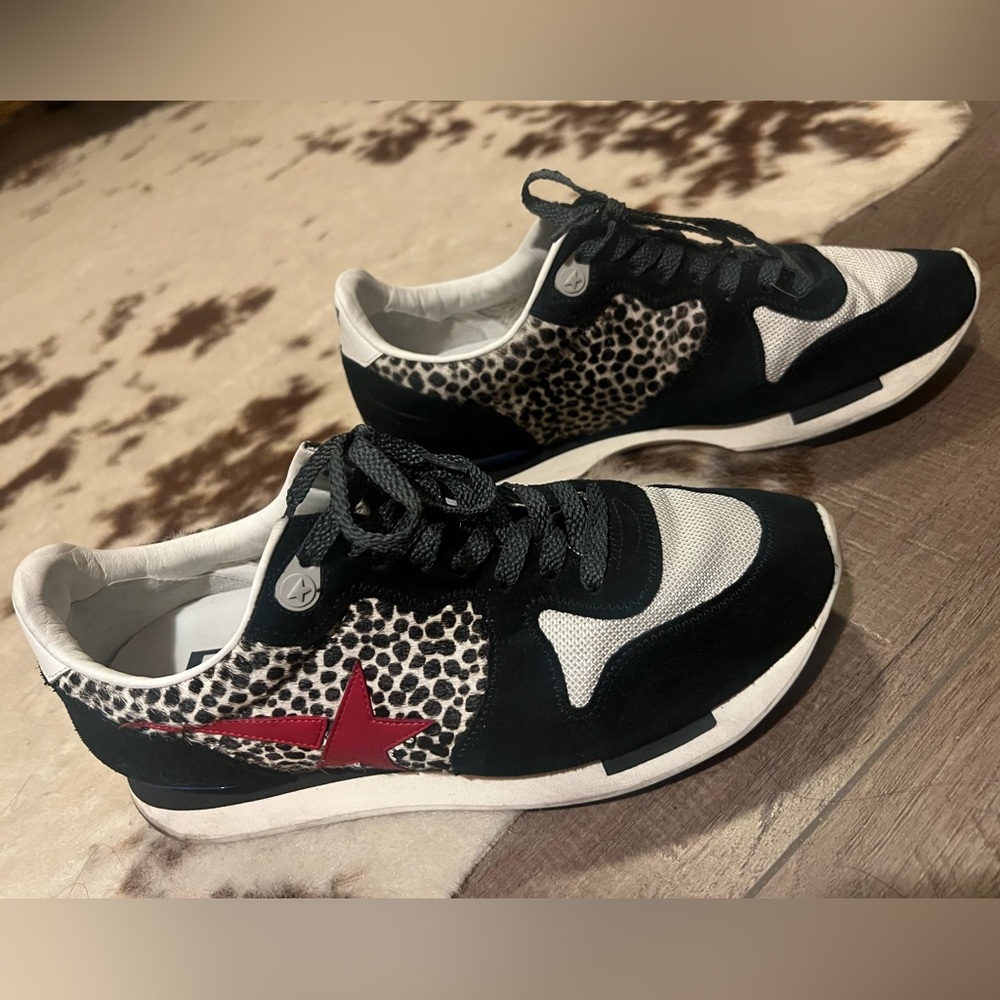 Golden Goose Animal Print with Red Star Accent Marathon Runners size 39